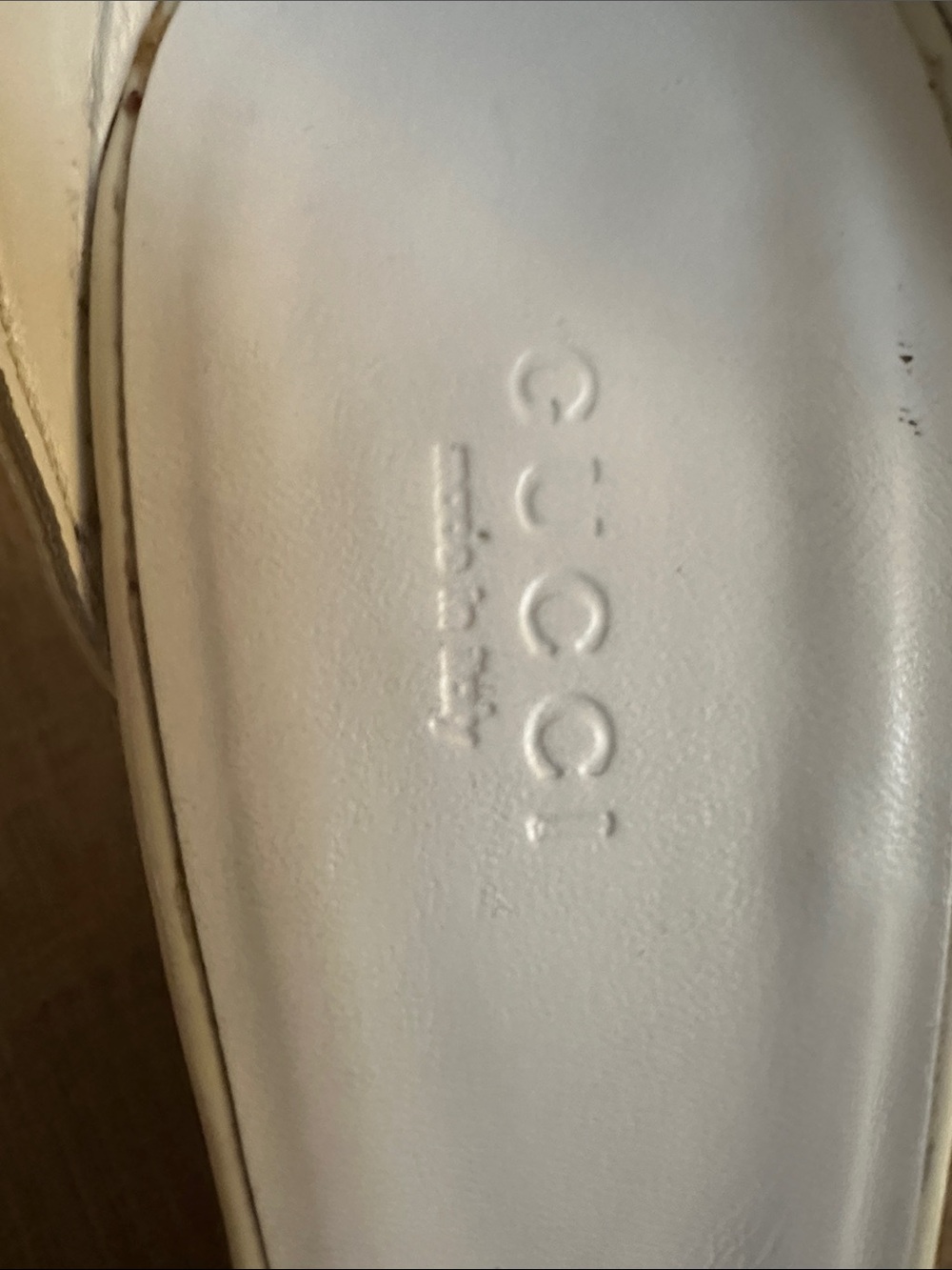 Gucci Cream Patent Leather Ankle-Strap Block Heel Sandals - Picture 5 of 5